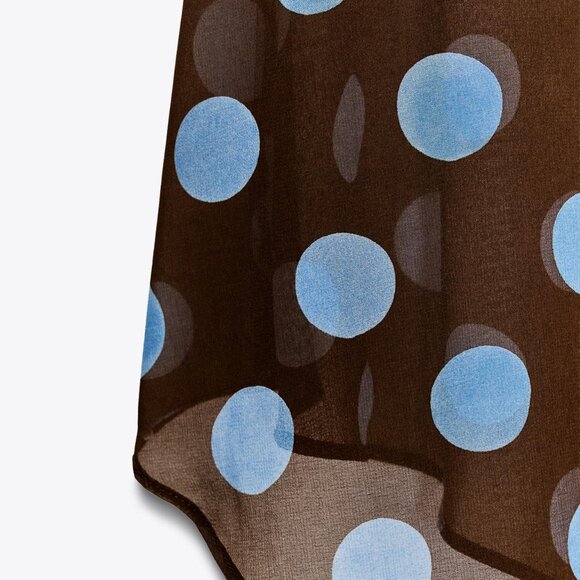 Zara Polka Dot Asymmetric Skirt // NWT BLUE-BROWN - Picture 4 of 6